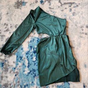 Hunter green midi semi formal dress